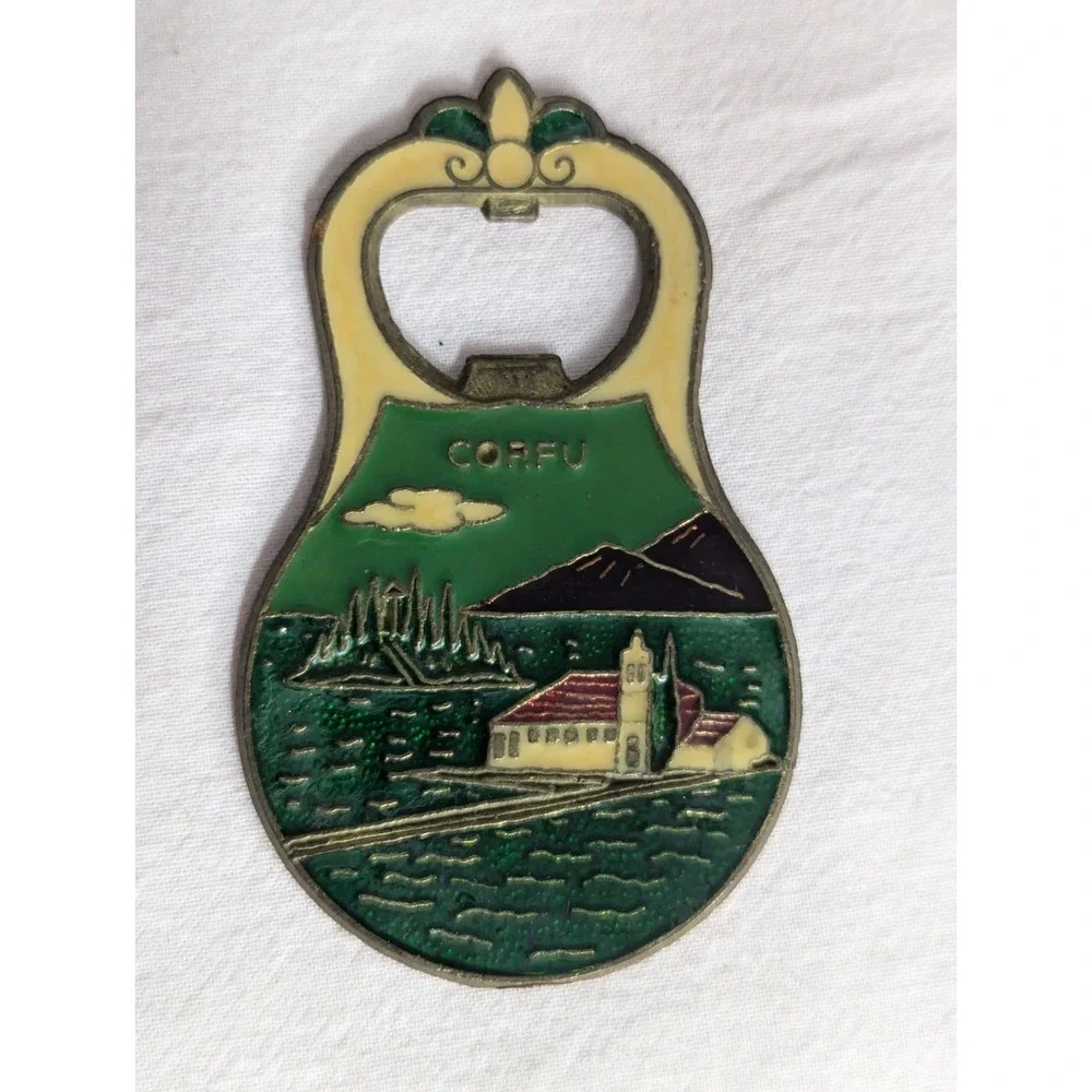 Vintage Corfu‎ Greece souvenir scenery collectible Bottle beer soda opener